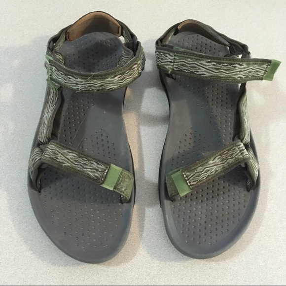 green teva sandals